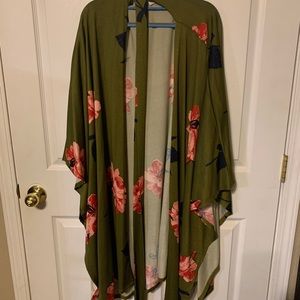 LuLaRoe Savannah olive green floral wrap GUC L/XL